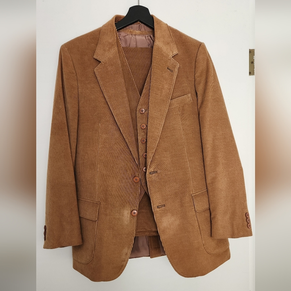 Vintage 70's 3-Piece Corduroy Suit 40R 34/32